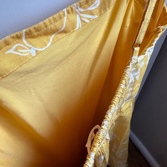 NWOT Yellow Linen Cotton Blend adjustable strap dress with smocked back. - Picture 8 of 8